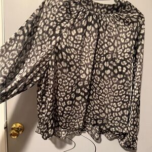 Worthington Black and Gray Animal Print Blouse
